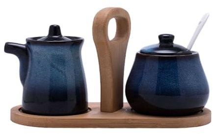 TYMYYS Ensemble Crème Et Sucre Pour Café Bar, Ensembles Crémier Et Sucre, Ensemble Sucrier Et Crémier, Ensemble De Service à Café Dégradé-bleu-Pot à lait et pot à sucre