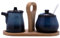 TYMYYS Sahne Und Zuckerset Für Die Kaffeebar, Milchkännchen Und Zuckersets, Zuckerdose Und MilchkännchenSet, KaffeeServierset Mit Farbverlauf-blau-Milchkännchen und Zuckerdose, FBCC2922223322C