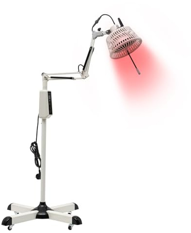JINPRDAMZ 300W Infrarotlampe Rotlichtlampe Wärmelampe Wohltuendes und Wärmendes Infrarot Wärmelampe Rotlicht Lampe mit Rädern Stand für Erholung Schmerzlinderung (Weiß)