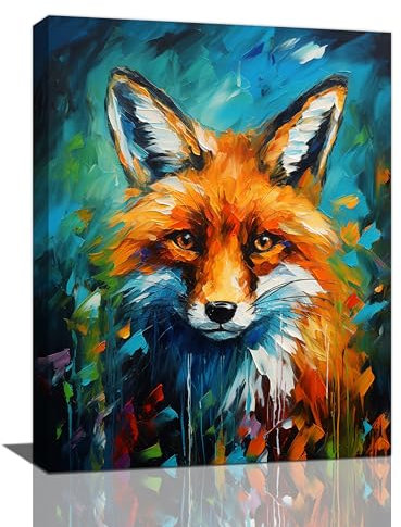 Fox Decor Wandkunst, Banksy-Fuchsbilder, Wanddekoration, Leinwanddrucke, gerahmt, Kunstwerk, Gemälde, Poster, Fuchs, Geschenke, Dekorationen für Zuhause, Küche, Schlafzimmer, Wohnzimmer, Badezimmer,