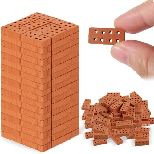 NHQZ Mini Ziegel Miniatur Ziegel Mini Modellziegel Gebäude Ziegelsteine für DIY Bauen Puppenhaus Garten Ornament Haus Spielzeug Deko, 50 Stück