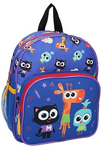 Vadobag MILO das Kätzchen mit Freunden LOFTY und LARK - Rucksack für Kinder | Schule | Kindergarten - Farbe Blau - Maße 29 x 23 x 8 cm, blau, Einheitsgröße