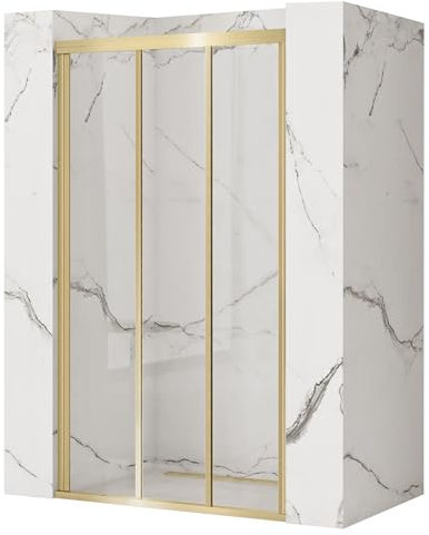 Rea Porta doccia Alex 120 Gold Brush Vetro di sicurezza temperato trasparente 4 mm (Oro spazzolato)