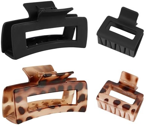BOOMTOP 4pcs Haarklammer Groß Mittelgroß Haarspangen Starker Halt Haarkrallen Leopardenmuster Rutschfeste Haar Greifer Clips für Frauen Mädchen Dickes Dünnes Haar Haarstyling Zubehör 5/10,5cm