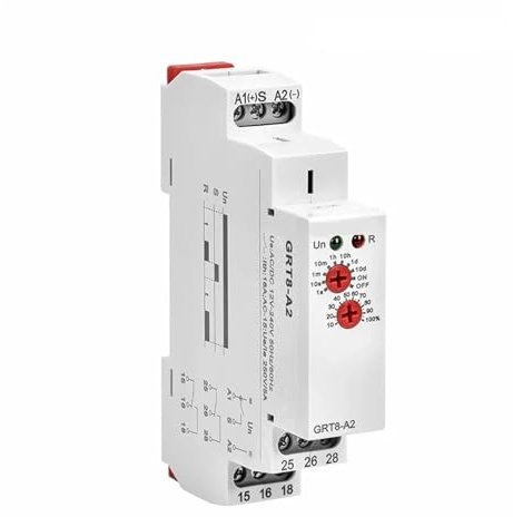 Hookurity relé Temporizador Relé Temporizador de retardo GRT8-A de 12 V, 24 V y 230 V, relé Temporizador de Tipo riel DIN(GRT8-A2 ACDC12V-240V)