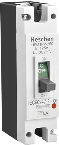 Heschen DC-Leistungsschalter MCCB, 1 polig, DC250V Photovoltaik-Leistungsschalter, für PV-Solaranlage Solarmodule Netzsystem (125A HSM1PV-250)