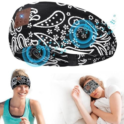 YiYunTE Auriculares para Dormir, Casco Diadema Dormir con Cancelación Ruido/Estéreo Altavoces, Bluetooth Cinta Band Auriculares Regalo Original para Hombre Mujer, Sleep Headphone para Deportes Viajes