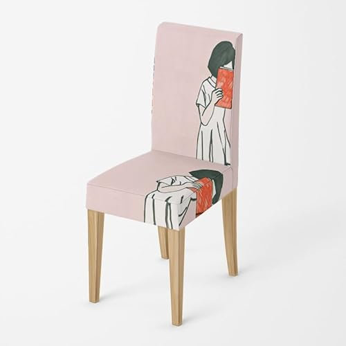 Housse de Chaise Rose Fille Rouge Housse de Chaise Salle à Manger Spandex Housse Chaise Amovible Housses de Chaise de Salle à Manger Durable Housse Chaise Salle a Manger Extensible 2 Pièces