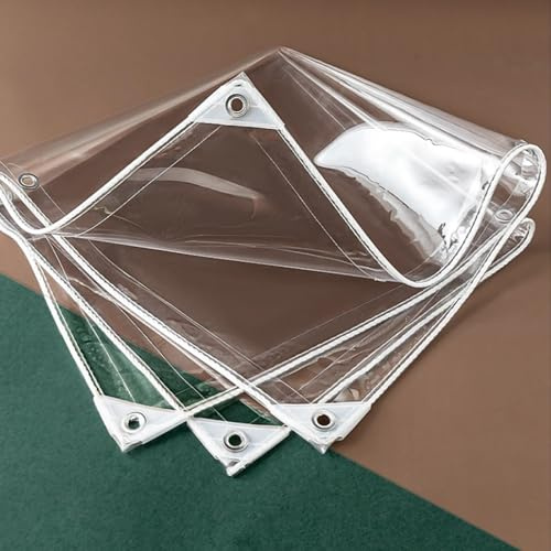 Wasserdichte PVC-Plane mit Ösen, transparente Planenabdeckung, 0,35 mm Markisenüberdachung, Terrassenüberdachung, winddicht, reißfest, für Gartenpflanzen, anpassbar (1,6 m x 1,8 m (5,25 Fuß x 5,9 Fuß)