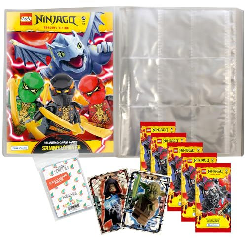 Bundle mit Lego Ninjago Serie 10 BLUTMOND (2025) Trading Cards - 1 Leere Sammelmappe + 5 Booster + Exklusive Collect-it Hüllen