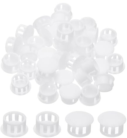 PATIKIL Abdeckkappen für Bohrlöcher, 48 Stück 15mm Küchenschrank Dekoration für Küchenschrank Dekoration Möbel Einsatz Endkappe Rohrabdeckung Lochabdeckung Stopfen, Weiß