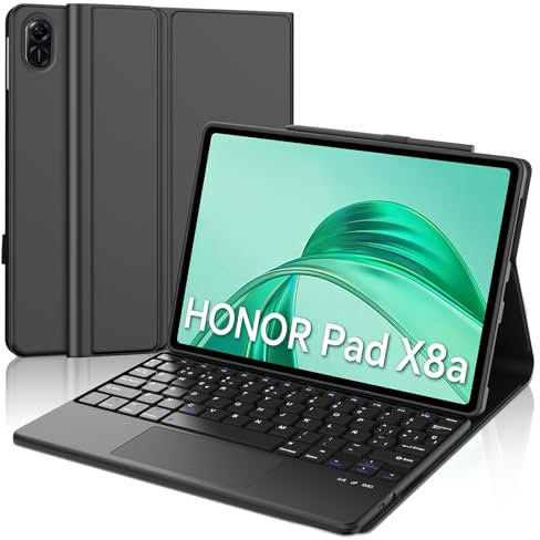 FOGARI Funda con Teclado Español Ñ Bluetooth con Touchpad y Trackpad para Honor Pad X8a 11, Negro