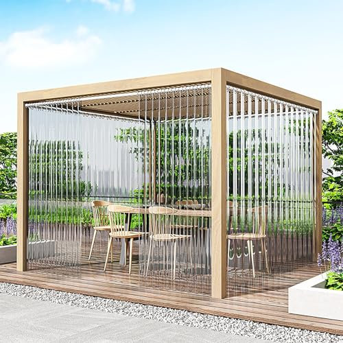 Koncey Transparentes Wasserdichtes Rollo, Wetterfest PVC Kunststoff Outdoor Partitionen Rollos, Wärmeisolierung Sonnenschutz Rollläden für Garten,Balkon,Terrassentür(140 x 220 cm)