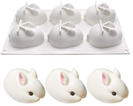 Easter Egg Moulds Chocolate Easter Bunny Mould Silicone Cake Moulds for Baking 6 Indivual Cavity for Candy Tray Party DIY Chocolate Jelly Egg Bunny Silicone Baking Mould