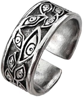Auriselle Herrenring Verstellbar Teufelsauge Vintage Wikinger Retro Offener Ring Daumenring Gothic Schmuck Geschenke für Männer Jungen Vater