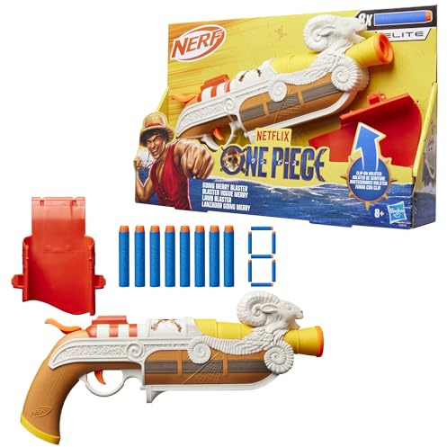 Nerf Netflix One Piece Flying Lamb Blaster, ansteckbares Holster, 8 Nerf Elite Darts, inspiriert durch die Netflix TV-Serie, Spielzeuge & Geschenke für Kinder ab 8 Jahren
