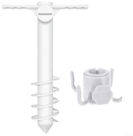 Parasol Anchor & Rotary Washing Line Spike, 4-Spiral Corkscrew Base for Sand Beach Umbrella, Garden and Patios, Wind-Resistant Parasol Stand