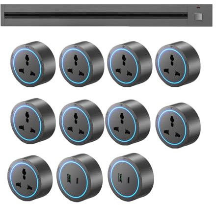 Riel Deslizante Eléctrico De Pared De 40-150 Cm Con Adaptador De 2500 W, Enchufe Con Interruptor, Regleta De Enchufes Con Interruptor Y Batería Externa Portátil.,Grey-150cm