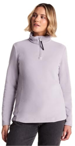 TOG24 Revive Women Fleece Jacket Zip-Neck Pocket Lightweight Warm Anti Pill | Size 22,Lavender Grey,100% Polyester, Warm,Hiking,Walking,Running,Camping,Outdoors,Everyday,Layering,Sport