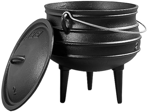 Cauldron 0.8L Witches Cauldron with Lid and Handle Cast Iron Simmer Pot with 3 Long Legs for Fireplace Coal Cooking Halloween Decorations Style 1