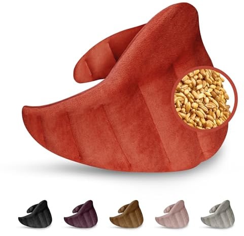 LESCHI 11 Kammer Körnerkissen XXL - mikrowellengeeignetes Wärmekissen gegen Verspannungen an Nacken, Schultern und Rücken - aus natürlicher Bio Baumwolle & Bio Weizen - Dreieck, Rot, 60x28 cm