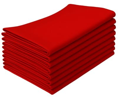Penguin Home Set of 12 Reusable Cloth Napkins 45 x 45 cm (17X17) 100% Cotton, Solid Dyed Twill Weave, Soft and Durable, Perfect for Hotels, Restaurants & Events - Red,Machine Washable