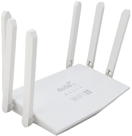 Xiuganpo WiFi 6 4G CPE LTE 300 Mbit/s WLAN-Router, 6 Antennen Kabelloser Mobiler WLAN-Hotspot mit SIM-Kartensteckplatz, SIM-Karten-Router 32 Multi-Geräte-Fähigkeit, Einfache