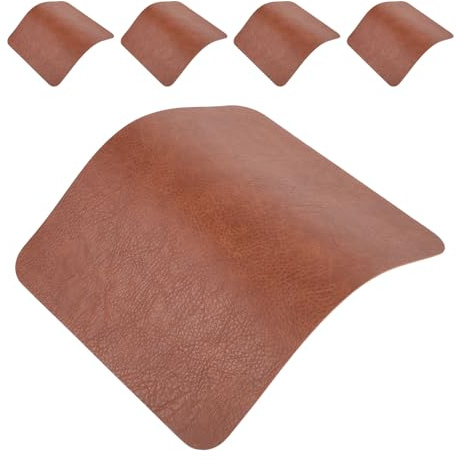 CONGARTENO 5 Piezas Alfombrillas Ratón Vintage de Cuero Sintético Impermeables Antideslizantes Protector Escritorio para Teclado y Ordenador de Tapetes para Oficina y Gaming Marrón Doble
