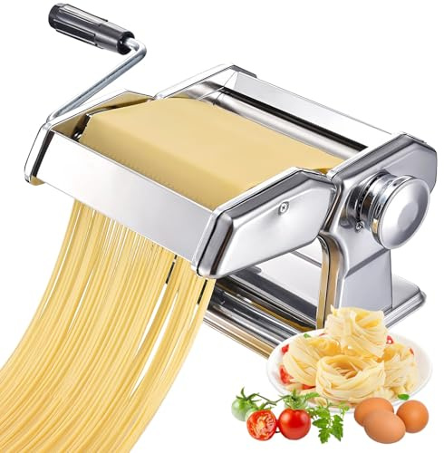 Pasta Machine, 9 Adjustable Thickness Stainless Steel Pasta Maker Machine