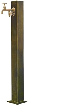 Wassersäule Garten aus Edelstahl mit Wasserhahn aus Kupfer, Frostsichere Wasserzapfstelle für Außenbereich, Retro Design Zapfsäule(E,95cm/37.4in)