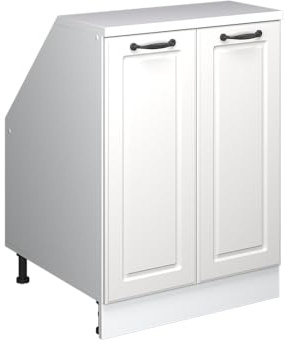 Vicco Küchenschrank für Dachschrägen R-Line, Weiß Landhaus, 60 cm mit 2 Türen, Schrankkorpus 60 cm Tiefe, zur freien Kombination innerhalb modularer Küchensysteme
