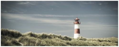 Wallario Küchenrückwand selbstklebend 115 x 50 cm, Motiv: Leuchtturm auf der Düne am Strand | Spritzschutz abwischbar & pflegeleicht