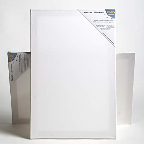 2 B.K. PLUS LEINWÄNDE AUF KEILRAHMEN 70x100 cm | Premium Malgrund, malfertig, 100% Baumwolle mehrfach grundiert