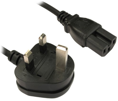 Kenable UK Plug to IEC C15 Power Cord, 2 Meter Black Hot Device Cable