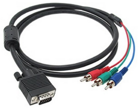 15 Pines VGA a RGB 3 RCA TV HDTV Cable Ordenador Negro Longitud 1,5M/ 5PIES