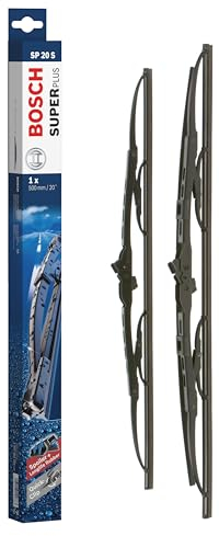 Escobilla limpiaparabrisas Bosch Super Plus Spoiler SP20/20S, Longitud: 500mm/500mm − 1 juego para el parabrisas (frontal) - Válidas únicamente para vehículos con volante a la derecha (UK)