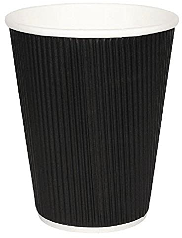 Fiesta Recyclable Hot Cups Ripple Wall Black - 228ml (8oz) (Box 500)