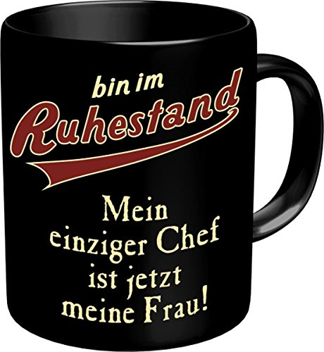 RAHMENLOS Original Kaffeebecher als Abschiedsgeschenk für den Rentner: Bin im Ruhestand - im Geschenkkarton.