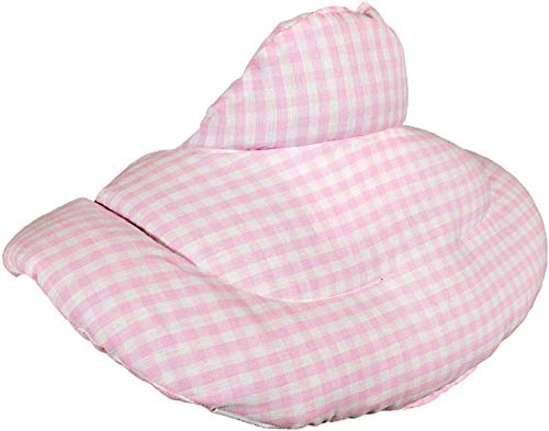 Bio Nackenhörnchen mit Stehkragen, Dinkelkissen. Nackenkissen Wärmekissen - Dinkel-Körnerkissen Nacken Schulter (Bio Dinkel & Bio-Stoff rosa-weiß)