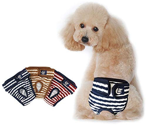 Namsan 3er Pack Hundewindeln Hygieneunterhose Waschbar Aus Schutzhose Aus Atmungs Hygieneunterhose aus Baumwolle für Hündin - L