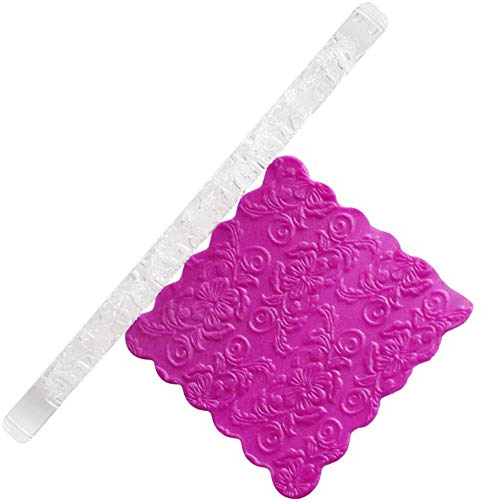 Acrilico Trasparente Rilievo Dough Rolling Pin, Antiaderente Rilievo Cottura Al Forno Bastone, Rullo per Zucchero Ripieno Cupcake Torta Zucchero Pasta Roller Decorazione Pasticceria Craft Strumento