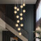 KJLARS Pendelleuchte LED Moderne Glas Kristall Hängeleuchte Höheverstellbar Lüster Dekoratives Kronleuchter für Villa Treppe Wohzimmer Esszimmer Schlafzimmer Pendellampe (14 Lights Runden)