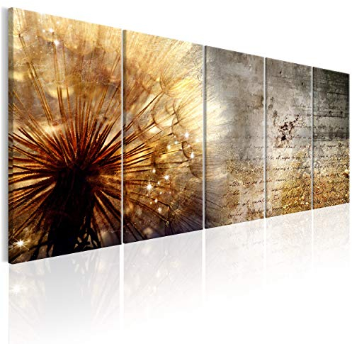 decomonkey Bilder Pusteblume Blumen 200x80 cm 5 Teilig Leinwandbilder Bild auf Leinwand Vlies Wandbild Kunstdruck Wanddeko Wand Wohnzimmer Wanddekoration Deko Wanddeko Pflanzen