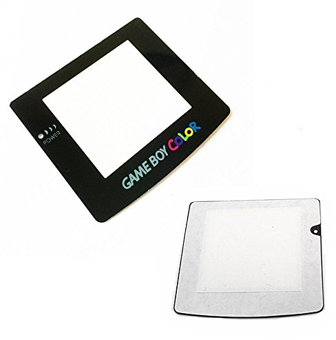 Display-Objektiv-Schutzhülle, Ersatzteil für Game Boy Color GBC System (mit Kleber auf der Rückseite), Schwarz