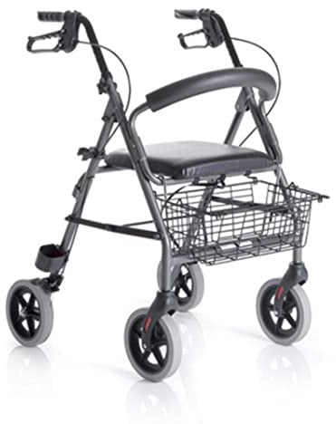 Rollator pieghevole in alluminio verniciato 4 ruote con seduta imbottita e cestino Atlante Art. RP520