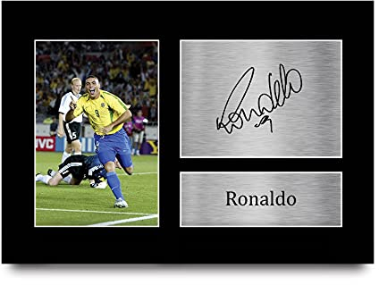 HWC Trading Ronaldo A4 Ungerahmt Signiert Gedruckt Autogramme Bild Druck-Fotoanzeige Geschenk Für Brazil Fußball Fans