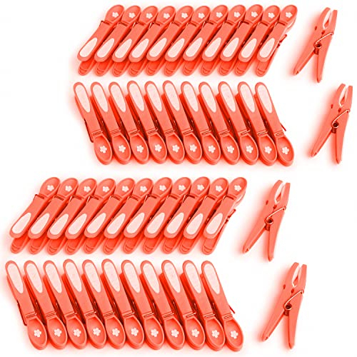 culiclean Pince a Linge Fleur – Pinces à Linge – Epingle a Linge – Fabriqué en France – 80mm x 15mm – Corail-Blanc – Lot de 48 Pièces