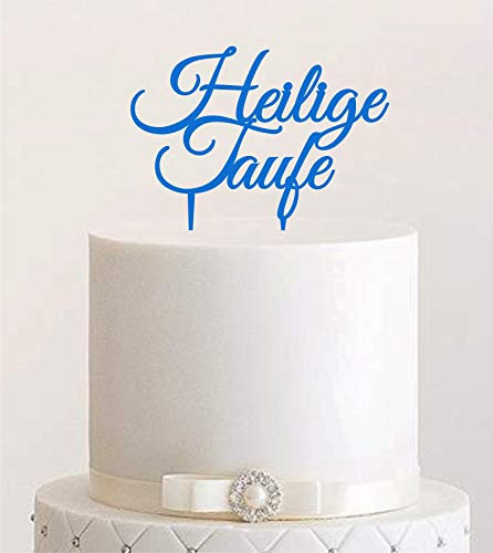 Manschin-Laserdesign Cake Topper Acryl/Holz heilige Taufe, Topper, Caketopper, Einstecker, Stecker, Torte, Kuchen, Tortenstecker (Hellblau) Art.Nr. 5295