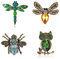 4 Stück Tier Insekt Brosche Set, Vintage Style Strass Kristall Libelle Owl Biene Brosche Pin Tier Brosche Pins Schmuck für Frauen Mädchen/für Frauen Kleidung Kleid Schal Dekoration