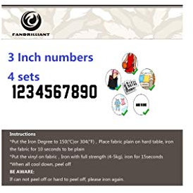 Fanbrilliant 0 to 9 Black Numbers 40 Pieces 3 inch Iron On Numbes for Jersey Heat Transfer for Sports T-Shirt Jersey Iron on Heat Transfer Numbers